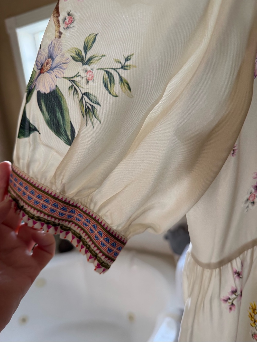 Johnny Was Cream Floral Embroidered Mini Dress - Picture 3 of 5